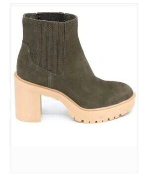Dolce Vita Caster H20 Bootie Lug Sole Waterproof Leather Olive Green NEW 7